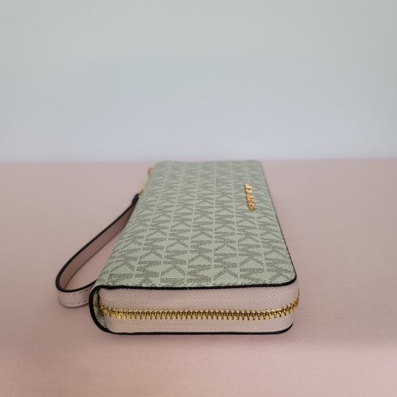 MICHAEL KORS Signature Logo Jet Set Travel Continental Wallet/Wristlet-Pwr Blush - Picture 11 of 16